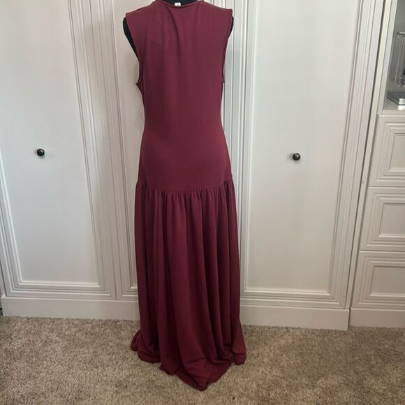 Anthropologie Maroon Red Drop Waist Maxi Dress‎ Large - Picture 5 of 7